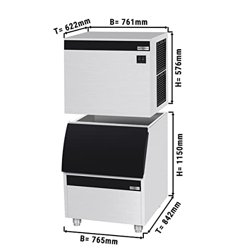GGM Gastro | EKW230FVB210F | Eiswürfelmaschine inkl. Vorratsbehälter - Würfel - 230 kg/ 24 h – Bild 3