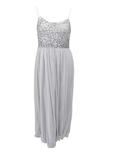 Adrianna Papell Women's Sequined Tulle Gown (12, Bridal Silver)
