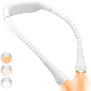 LED Neck Light USB Rechargeable Reading Light with 2000mAh Battery 3 Mode Brightness Adjustable 4 Bulbs Flexible Arms Hands-Free Hug Lamp for Night Running Knitting Camping Repairing (White)