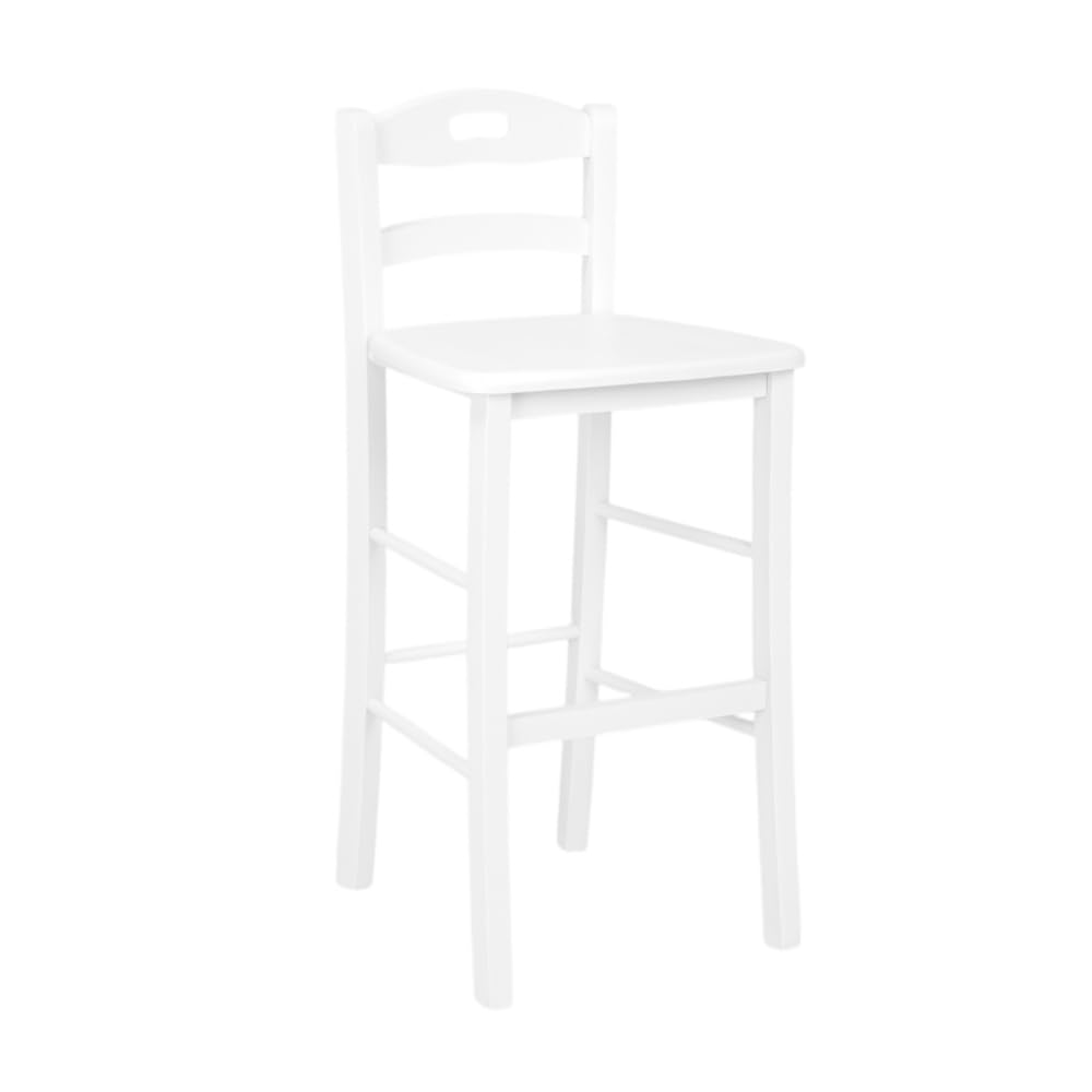 Liberoshopping Sgabello Snack in Legno massello con Schienale Altezza 67 cm (Laccato Bianco)