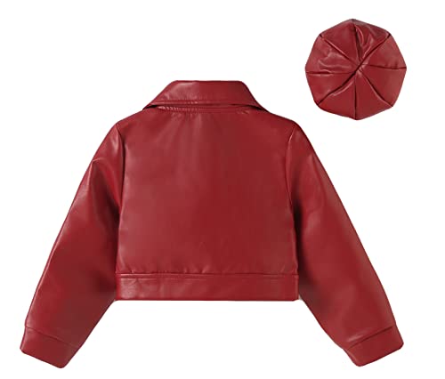 Happy Cherry Baby Girl Faux Leather Motorcycle Jacket Cute Ruffle Spring Fall PU Coat 1-5 Years2