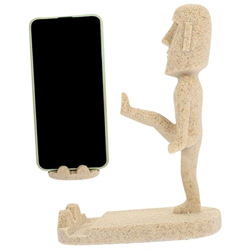 UPKOCH Soporte para Tabletas y Teléfonos De Resina Forma De Estatua De La Isla De Pascua Ideal para Escritorio