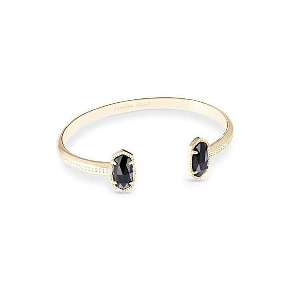 Kendra Scott Elton Cuff Bracelet for Women, Fashion Jewelry, 14k Gold-Plated, Black Opaque Glass