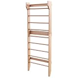 Physionics® Échelle Suédoise   pour Adultes et Enfants, Peu Encombrante, en Bois Durable, Charge Max 100 kg   Espalier Gym, Barres de Stalles, Fitness, Sport, Maison