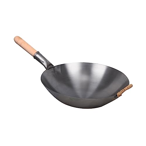 Wok de Hierro Fundido con Mango de Madera Antiadherente 12 pulgadas miniatura 1