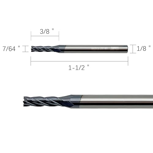 Image of Carbide Square End Mill - 4 Flute - 7 /64 inch-4T (5 Piece, 7 /64 inch) - for Milling Alloy Steels, Hardened Steel, Metal & More - Mill Bits Sets for DIYers & Professionals by LU&MN