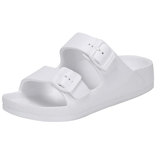 Image of Kids Slides Sandals Boys Girls Toddler Double Buckle Water Shoes Shower Slippers for Summer Beach Pool Indoor Outdoor
