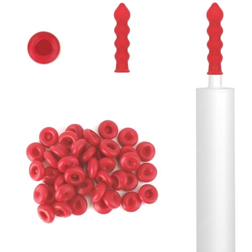 Image of 40 Pcs Caulk Caps, Red Caulk Saving Cap, Caulking Saver Cover, Finishing Tool Tube Sealer Caps, Open Caulking Tips for Sealing and Preserving, Universal Fit Silicone Saver with Storage Box
