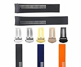 Ewatchparts 20-22mm Rubber Watch Band Strap With Deployment Clasp Compatible With Tag Heuer Carrera Monaco Watch