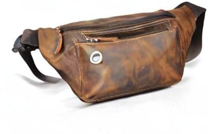 Water Resistant Canvas + Leather Hiking Riding Travel Fanny Waist Pack Small Phone Pouch For Men Women FB811-29 (W-8138-Brown) - Image 7