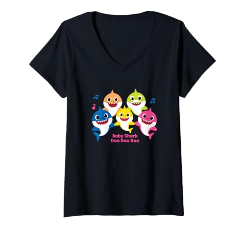 Mujer Baby Shark Family Swim Doo Doo Doo Camiseta Cuello V