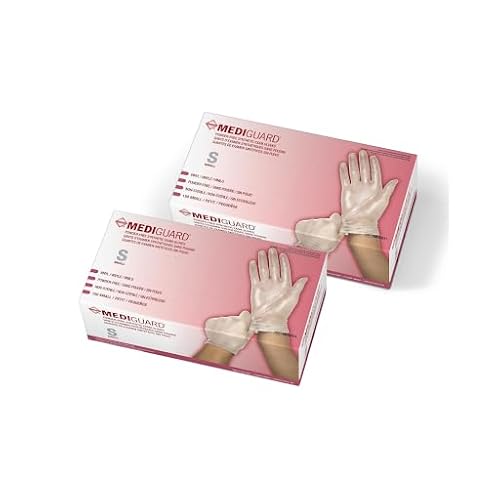 Medline MediGuard Vinyl Exam Gloves, 150 Count, Small, Powder Free, Disposable, Not Made with Natural Rubber Latex, All-purpose Medical Tasks (Pack of 2)