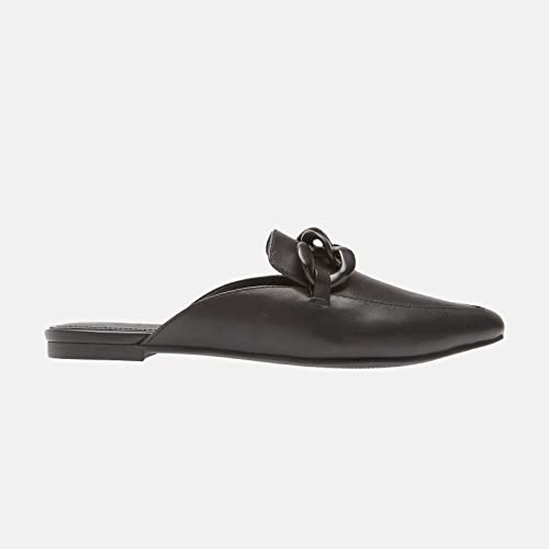 Image of Juliet Holy Womens Mules Flats Pointed Toe Backless Loafers Slip on Metal Chain Slides