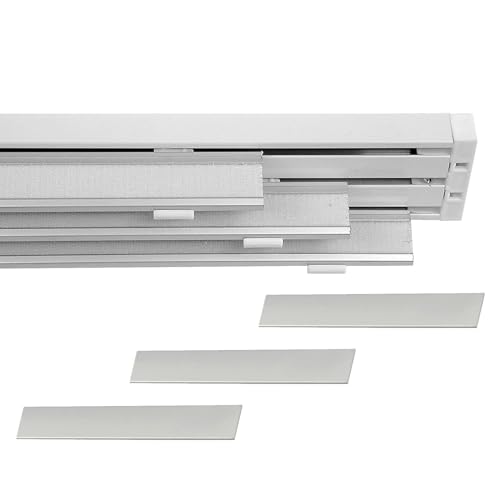 Barra para Cortina de Panel con Carril de 3 Vías, Personalizable, Apertura con Cordón o Manual, Carril para Cortinas Interiores, Ventanas, Puertas o Separadores, Montaje en Techo o Pared (200CM)