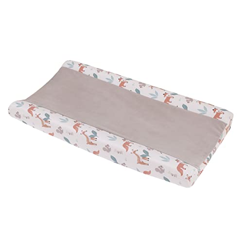 Image of NoJo Little Love Woodland Meadow Taupe, Sage, Tan and White Forest Friends Super Soft Contoured Changing Pad Cover