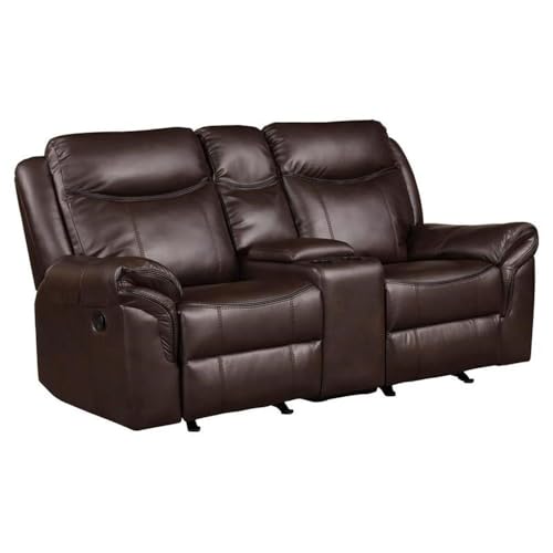 Homelegance Aram 76' Double Glider Reclining Loveseat (Manual), Dark Brown