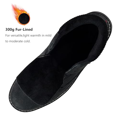 CC-Los Men's Winter Snow Boots with Sherpa Fleece Lining Waterproof Slip-Resistant Insulated Black2