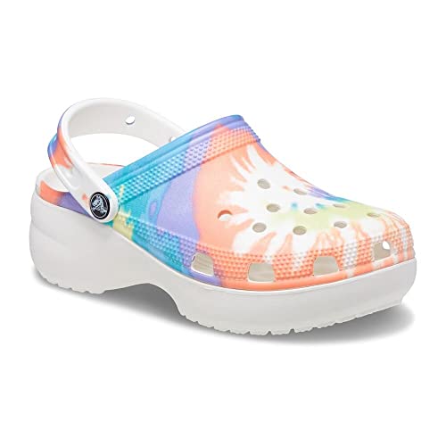 Image of Crocs Women's Classic Graphic PlatforClogs, PlatforShoes, Blue, 10 Women