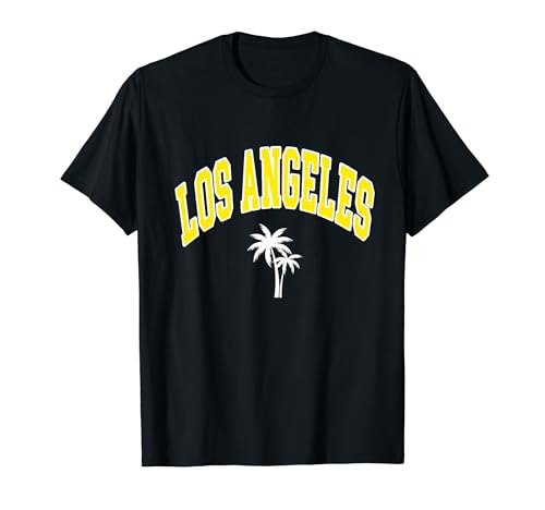 Los Angeles LA California Palme US College Font Maglietta