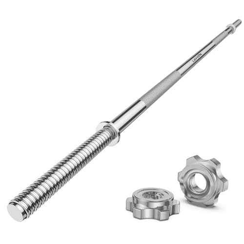 55″ Weight Lifting Bar, 1″ Standard Straight Barbell Bars for Weight lifting, Olympic Barbell Bar for Bench Press/Hip Thrusts/Squats/Lunges for Gym and Home, 2 Star Star-nuts (480lb Weight Capacity)