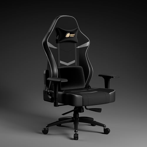 Image of Green Soul Monster Ultimate Series S | Multi-Functional Ergonomic Gaming & Office Chair|Premium Spandex & PU Leather Fabric | Adjustable Neck & Lumbar Pillow | 4D Adjustable Armrests (Black Grey)