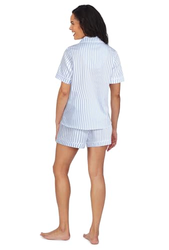 Image of Bed Head PJs Women's Short Sleeve Woven Cotton Sateen Shorty Pajama Set - Organic, Soft, Lightweight, Classic Fit Sleepwear