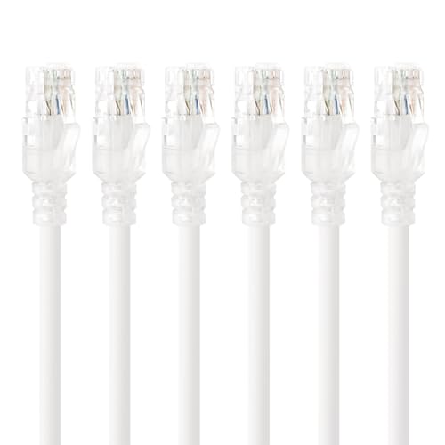 Tecmojo Ethernet Patch Cable 0.5M, 6 Pack, CAT6 UTP Gigabit LAN Network Cable, Pure Copper LSZH RJ45 Snag-Free Patch Cord White