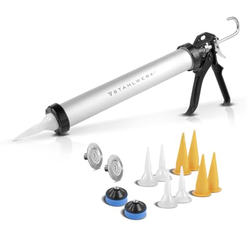 STAHLWERK Pistolet à silicone SP-600 ST 600 ml Presse à cartouche/Pistolet à cartouche en aluminium robuste pour le siliconage et l'application de colles et...