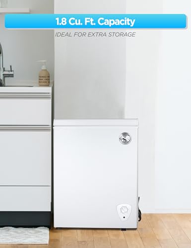 Image of Commercial Cool 1.8 Cu. Ft. Compact Chest Freezer, Textured Finish, Deep Freezer for Frozen Food Storage, Removable Storage Basket, Mechanical Temperature Control, R600a Refrigerant, CCFW18, White
