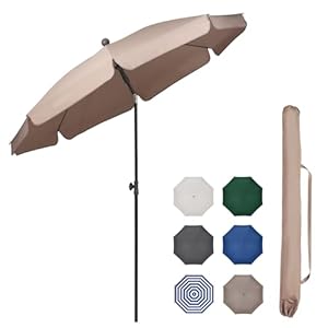 Sekey Sonnenschirm Balkon 200cm mit Schutzhülle Sonnenschirm Strand für Balkon Garten & Terrasse Neigungswinkel und Höhe verstellbar UV-Schutz bis UPF 50+ Sonnenschutz