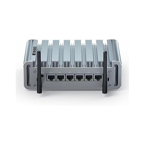 WEIDIAN Firewall Mini PC 2.5GbE, Mini PC, OPNsense, VPN, Router PC, Celeron J4125, 6 x I225-V 2.5GbE Ethernet Ports, HD, RS232 COM, USB3.0, SIM Slot, 8G DDR4 128G SSD, Auto Power On, VESA, Metal Case Cover