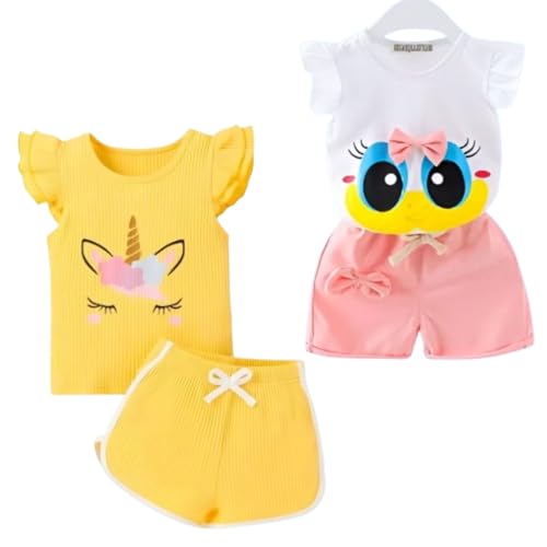 Image of 4YOU DRESSES Beautiful Cotton Blend Fabric Top and Shorts For Girls(Pack Of 2)