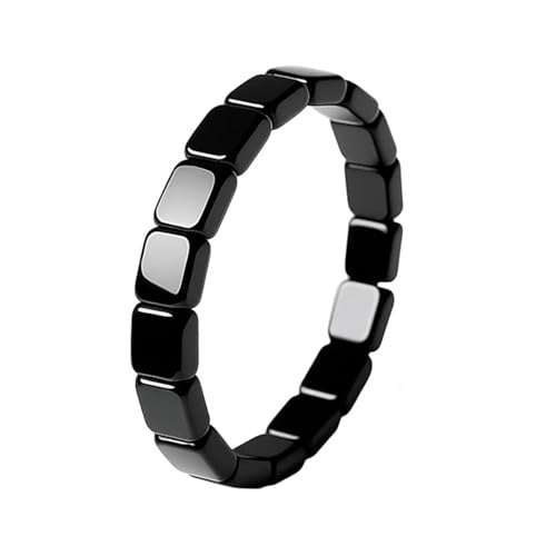 OuryTech Hämatit Armband, Hämatit Stein und Herren Armband, Schwarzes Stretch Perlenarmband aus Naturstein, Maskuliner Schmuck für Herren und Geschenk