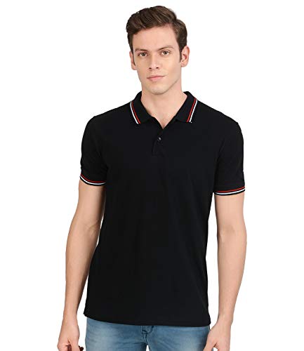 Image of AWG ALL WEATHER GEAR Men's Regular Fit Cotton Polo T-Shirt Black