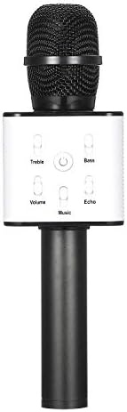 Q7 Wire-less Microphone Speaker Handheld Karaoke Mic Portable Music Player Singing Recorder KTV Microphones (Color : Black)