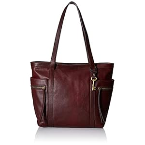 Fossil-Womens-Carmen-Leather-Tote-Purse-Handbag Fossil Women's Tote, Claret Red, 15 L x 6.13 W 13 H US