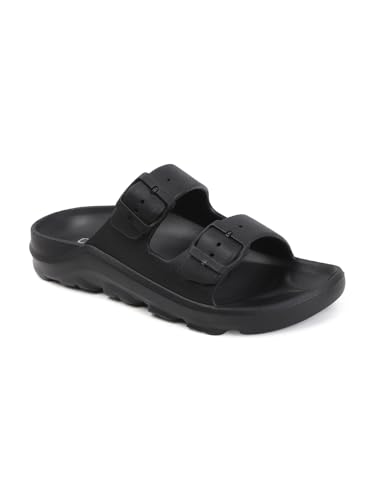 Image of Carlton London Men's Casual Thong Flip Flops with Striped Straps and Metallic Accent