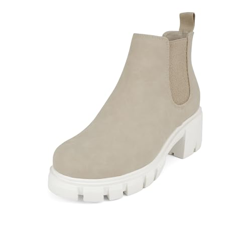 Image of Soda PIONEER ~ Women Lug Sole Mid Heel Chelsea Fashion Ankle Bootie w /Double Elastic Gore