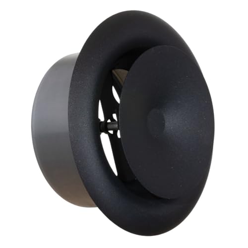TURvent 100mm Anthrazit/Schwarz Tellerventil - Einstellbarer Diffusor für Wand und Decke - Zuluftventil aus Metall - Runde Lüftungsabdeckung Lüftungsgitter für Badezimmer Küche Garage