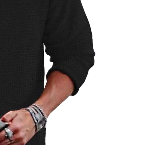 Men's Stretch Textured Casual Knit Pullover Crewneck Cotton Blend Long Sleeve Solid Color Classic Sweater4
