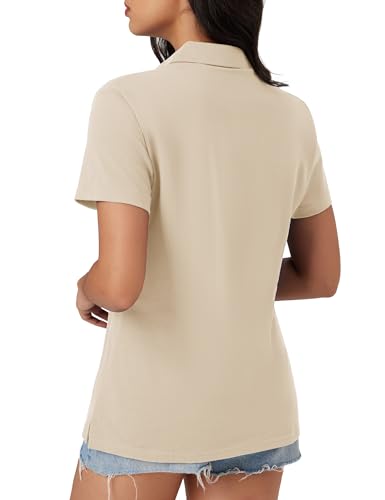 image for MAGCOMSEN Cotton Polo Shirts for Women Short Sleeve Shirt Collared Bus