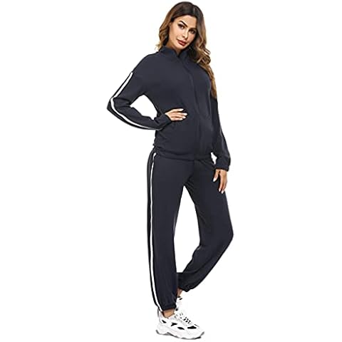 Aottori Women Black Tracksuit Set Casual Loungewear Ladies Sports Outfits 2 Piece Long Sleeve Zip Up Hoodie Jacket Sweatpants Workout Jogger Suit Sweatsuits Black M Cover