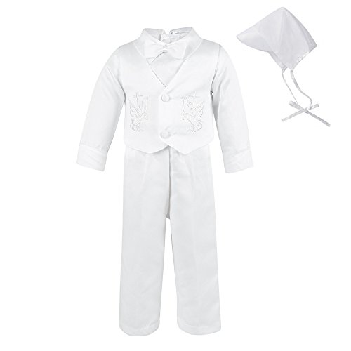 LACOFIA Traje de Bautizo Blanco para bebé niño Ropa de Boda de...