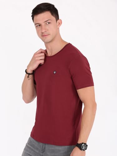 Image of Macroman M-Series Smartz Basics Half Sleeve Round Neck Stretch T-Shirt for Men, Cotton Blend (Pack of 1)