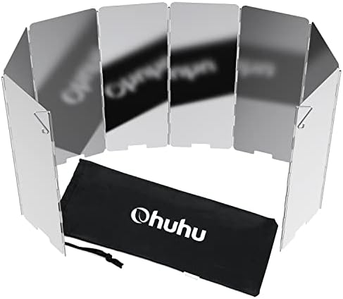 Ohuhu Camp Stove Windscreen 8 Plates Aluminum Folding Portable Camping Stove Windshield Cooker Stove Wind Screen with Carry Bag, for Camping Picnic, Backpacking, Cooking