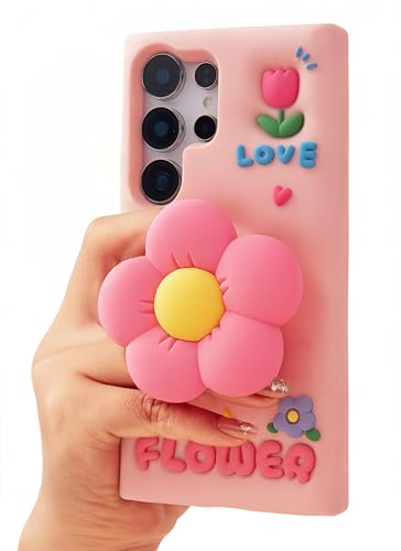 Coque silicone Samsung S26 Plus fleur 3D pour éviter les chutes de smartphone