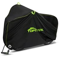 toptrek Fahrradabdeckung Wasserdicht, 210D Oxford-Gewebe Fahrradgarage Wetterfest, 200 x 110 x 70 cm Fahrradplane, Hochwertige Fahrrad Abdeckplane, Fahrradschutzhülle mit Schlossösen und Beutel