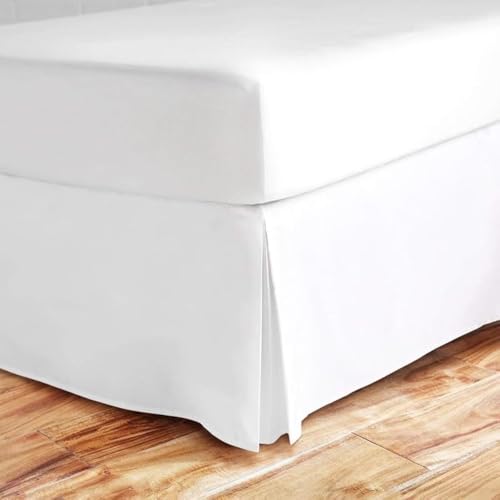 Valencia Beddings Split Corner Bed Skirt 16 Inch Drop Twin Size 100% Egyptian Cotton Wrinkle and Fade Resistant Twin Size, White Solid