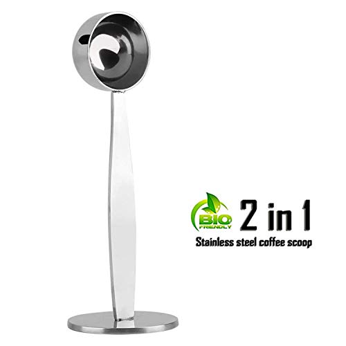 Dual-Purpose Stainless Steel Coffee Scoop Multi Function Two-in-One Measuring and Tamping Coffee Spoon
