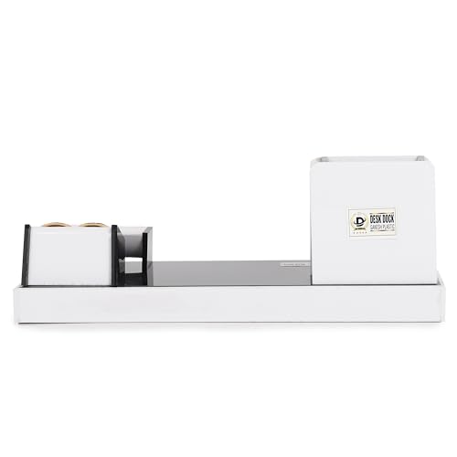 Image of DESKDOCK Acrylic Pen stand For Office Table Stylish Multipurpose Desk Organizer (With Two Special Pen & Flag)